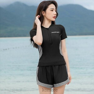 【送料無料】セット 半袖 セパレート Tシャツ 短パン ショートパンツ 体型カバー フィットネス ラッシュガード レディース スイムウェア