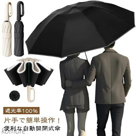 【送料無料】カバンに掛けれらる傘 メンズ傘 ワンタッチ 大きい 晴雨兼用傘 遮光率100％ 自動開閉 日傘 雨傘 フック付き持ち手 レディース