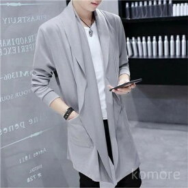 【送料無料】アウター メンズ 春夏秋 ロングジャケット 長袖 紳士服 トップス ロング ゆったり メンズ