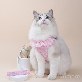 【送料無料】通気性抜群 抜けない 首輪 猫 可愛い おでかけ 散歩 セット 子猫 ねこ ペットハーネス 猫 猫用