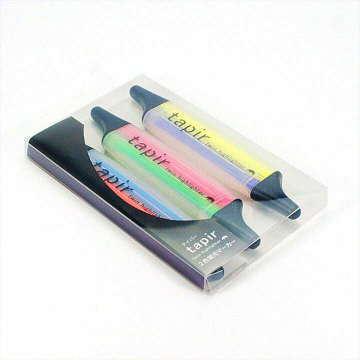 楽天市場 テイパー 3本セット 蛍光ペン 蛍光マーカー ラインマーカー 2色ペン 2色マーカー 薄型 スリム スケジュール 勉強 エポックケミカル 494 480 やるcan