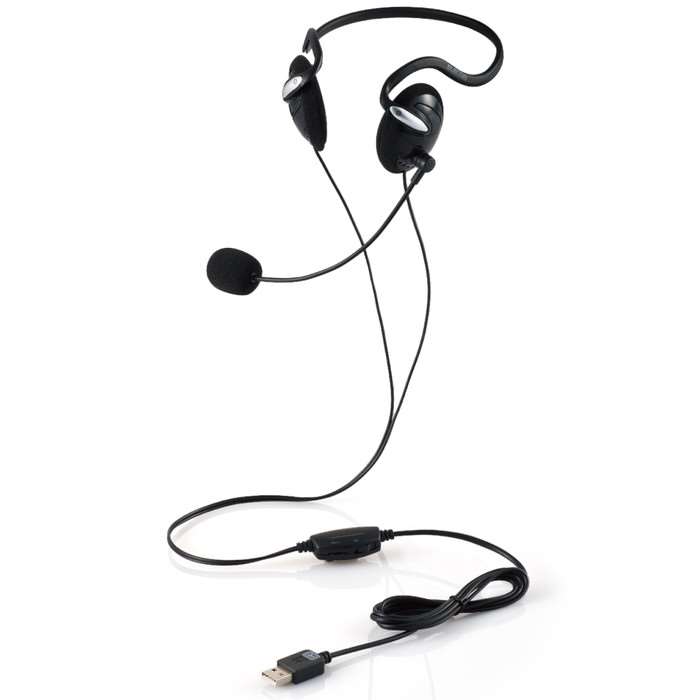 ヘッドホン ヘッドセット 無指向性 マイク付き 黒 USB接続 ステレオ 両耳 ネックバンド 軽量  エレコム HS-NB03SUBK