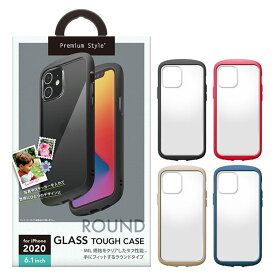 iPhone 12/iPhone 12 Pro ガラスタフケース ラウンドタイプ 高硬度9H 耐衝撃 飛散防止 クリアケース PGA PG-20GGT01