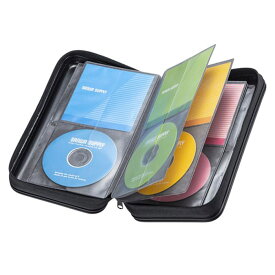 【代引不可】ディスクケース CDジャケット収納対応 セミハードケース 96枚収納 ファスナー付 CDケース DVDケース BDケース メディアケース ブラック サンワサプライ FCD-WLBD96BBK