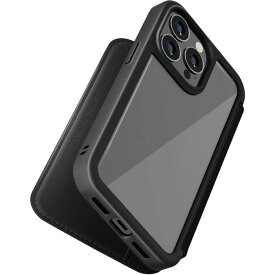 iPhone 14 Pro 6.1インチ 用 手帳型 ガラス フリップ ケース カバー ブラック PGA PG-22QGF01BK