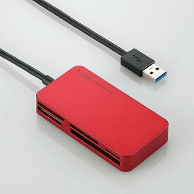 【代引不可】エレコム USB3.0対応　メモリリーダライタ　SD・microSD・MS・XD・CF対応/スリムコネクタ/レッド MR3-A006RD