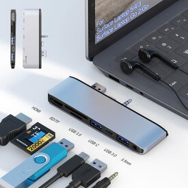Microsoft Surface laptop Go 2/Go Surface Laptop 5/4/3 USB ハブ 4K HDMIポート+ USB 3.0*2+Type-C + SD/TFカードスロット + 3.5mmオーディオポート サーフェス L
