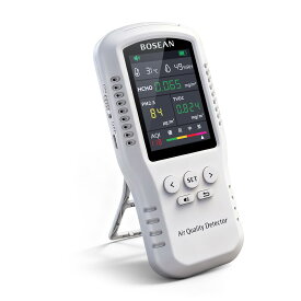 BOSEAN 臭気測定器 空気測定器 測定器 pm2.5 TVOC HCHO 温度 湿度 臭気計測器 データで視覚化 ホルムアルデヒド ブレスチェッカー 匂いチェッカー 臭いセンサー 匂いセンサー 測定 ニオイチェッカー 匂い測定器 LCD大画面ディスプレ