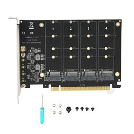 Gugxiom 4ポート M.2 NVME - PCIe X16アダプタ 4×32Gbps NVME M.2 - SATAアダプター、ssd 3.5インチ変換マウンター PCIE 3.0 PCIE4.0サポート、PCIE M.2 変換、sata 増設 PC