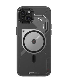 Aulumu A15 TPU for iPhone 15 Plus マグネットケース - IMDテクノロジー - Magsafe対応 [アルミ合金カメラフレーム] 半透明 - ブラック