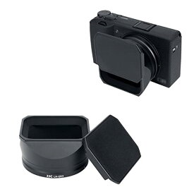 JJC メタル 長方形 レンズフード + フードキャップ リコー Ricoh GR3 GRIII 専用 レンズ保護 雑光を防ぐ 防塵 ケラレなし 黒い アルミニウム合金製