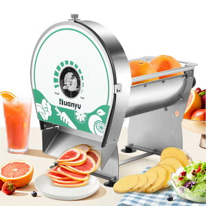 Huanyu 電動スライサー 業務用野菜スライサー 電動・手動両用 厚さ0-10mm調整 全体304#ステンレス製 水洗可能なブレード 大容量 野菜/果物/レモン/きゅうり/ポテト/人参 日本語説明書付き