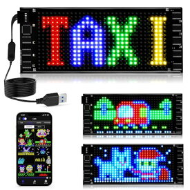 Kutuspon 小型電光掲示板, Bluetooth アプリ制御アニメーションテキスト楽しい車 LED ライトサイン、柔軟なプログラム可能なスクロール装飾サイン、車の窓パーティーホーム用 (17cmx7cm)