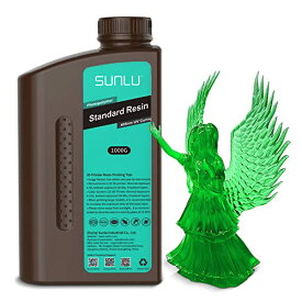 SUNLU 光造形 3D プリンター レジン、1kg高速硬化標準UV レジン、395-405nm 紫外線硬化、LCD DLP SLA 3Dプリンタ用造形材料フォトポリマー樹脂、使いやすい、低臭、低収縮で高精度、1000g、透明な緑