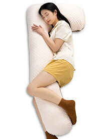 AngQi 抱き枕 だきまくら 枕 妊婦 男女兼用 背もたれ クッション 横向き うつぶせ寝 いびき用 気持ちいい抱きまくら マイクロファイバー生地 腰枕 体圧分散 ロング 150*70cm 大きいサイズ 洗える ラッキー7 L型 7型 ブラウン
