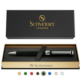 Scriveiner グリーン ボールペン - 魅力的なブリティッシュレーシンググリーン高級ペン、クローム仕上げ、Schmidtブラックリフィル、Scriveiner Black Green Ballpoint Pen