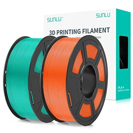 PLA Plus 3D フィラメント 1.75mm、 SUNLU 3Dプリンター & 3Dペン用 PLA+ フィラメント、 高尺寸精度、高密度、許容誤差精度 +/- 0.02mm、1KG*2 Sunny Orange+Mint Green