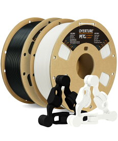 OVERTURE PETG フィラメント PETG 3Dプリンター用素材 3D印刷 3Dプリンター フィラメント 1.75mm 1kgスプール 高い寸法精度 高密度 環境保護 ほとんどのFDMプリンターに適合 (Black*1+White*1)