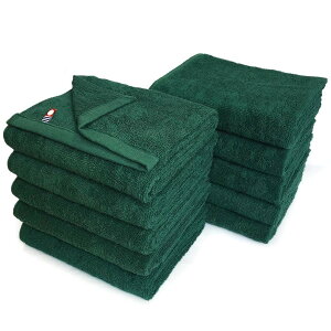 美容系 今治タオル 業務用 フェイスタオル 10枚組 村上タオル エムカラー 34x86cm エステサロン用 全100色 軽量薄手 (No.08 モスグリーン) mc-ft10