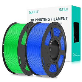 PLA Plus 3D フィラメント 1.75mm、 SUNLU 3Dプリンター & 3Dペン用 PLA+ フィラメント、 高尺寸精度、高密度、許容誤差精度 +/- 0.02mm、1KG*2 青+グリーン