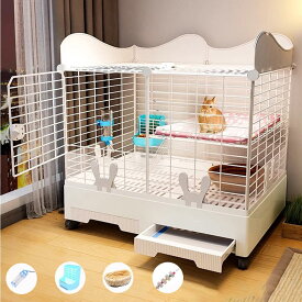 うさぎケージ ペット 小動物ケージ 長さ73CM×奥行47CM×高さ75CM 室・飼い 5点セット 飼育ゲージ 小屋 うさぎ巣 中大型 プレイサークル 屋根 キャスター付き 引き出しトイレ付 天井扉 移動便利 組み立て簡単 掃除しやすい 通気性 休憩所 ウ