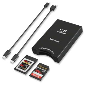 CFexpress Type B/SD カードリーダー USB C、デュアルスロット USB 3.2 (10Gbps) CFexpress Type B メモリカードリーダーアダプター、USB C - USB C/USB A ケーブル付き、Android/