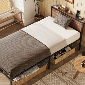 WLIVE ベッドフレーム 宮棚付き 2口コンセント すのこベッド シングル スチールベッド 収納付き ベッド下収納 カビ防止 一人暮らし 耐荷重250kg モダン ハイタイプ ベッドフレーム単品 ウォー