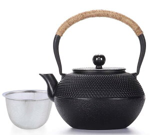 HwaGui 鉄瓶 鉄器 ・・ 急須 おしゃれ ih 鉄やかん 鉄分補給 鉄びん 霰・黒 1200ml (鉄瓶 1.2L)