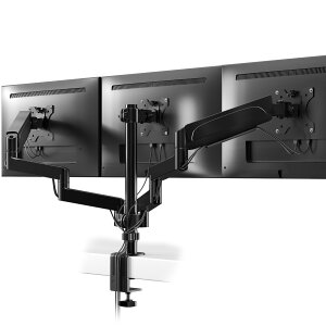 ACCURTEK PC モニターアーム 3画面 17-27インチ 耐荷重各7kg スプリング式 ディスプレイスタンド トリプル 液晶ディスプレイアーム ブラック ACJ-DT48-C036E