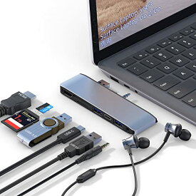 Surface Laptop 5/Laptop 4/Laptop 3/Laptop Go 2/Go USB ハブ 4K@30Hz HDMIポート + USB 3.0*2 + Type-C + SD/TFカードスロット + 3.5mmオーディオポート マイク