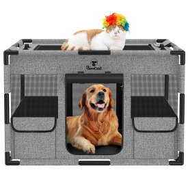 ペットサークル 折りたたみ Pawaboo 犬 ケージ メッシュ 扉付き 小型犬さーくる 屋根付き サークル 犬 室内 組立簡単 ハムスター ケージ 長方形 キャットサークル ペットフェンス 犬 屋外サークル ファスナー式 出入り便利 うさぎ ケージ 引き