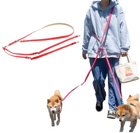 2頭引きショルダーリード 絡まない 犬 中型犬 小型犬 肩掛け 多頭飼い 犬用リード かわいい おしゃれ 丈夫 柴犬 日本製 犬の首輪屋てるべる (スカイブルー)