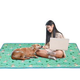 TiTiSNUGY 洗えるペットシーツ ペット用おしっこマット 【ブルー縁ガイド！】 ペットマット 大型犬・猫用トイレマット 大判サイズ 多頭飼いに最適 ワイド 四重構造で漏れ防止/滑り止め/超吸収 丸ごと洗える 繰り返し使える 速乾/制菌 介護(グリーン