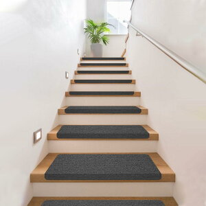 吸着階段マット 折り曲げ付階段マット 50X22cm 【15枚入り】階段用ステップマット 滑り止めマット 階段クッション 階段カーペットマット 階段カーペット 階段滑り止めマット 防音 キズ防止