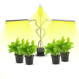 植物成長ライト LED 植物ライト フルスペクトル成長ライト 10レベル調光 360°調節可能なクリップオン タイマー機能付き 低エネルギー消費、植物の成長に必要なさまざまなスペクトルをカバーし、室内植物に適している (4灯シルバー) (3ヘッド シルバー