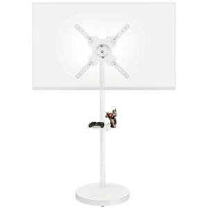 MOUNTUP テレビスタンド 中大型 55インチ対応 白 キャスター付き tvスタンド 移動式 耐荷重35KG テレビ台 床置き 壁寄せ VESA規格100・400mm 360°回転 丸型 家用 業務用 会社用 ホワイト MU1109W-07