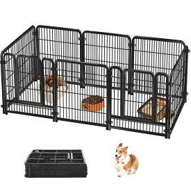 Areden ペットサークル ペットフェンス 犬 サークルケージ 折りたたみ可能 ・ 組立簡単 レイアウト自由 トイレトレーニング 脱走防止 自立 ケージ 犬用 小型犬 中型犬 大型犬 ペット用品 屋内外兼用 接続式 犬小屋 DIY (2つのドア，シルバー