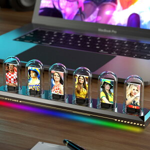 BRIMFORD ニキシー管 時計 IPS デジタル管時計 ニキシー管風置き時計 RGBフルカラークロック 擬発光管時計 LED時計 卓上時計 1600万色 天気モード 時刻モード ライトモード 写真をアップロード可