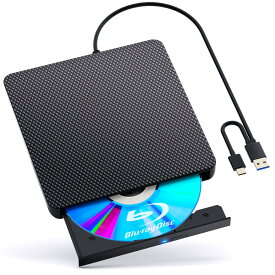 ブルーレイドライブ外付け blu-rayプレイヤー再生読み書usb-aと (type-c) ブルーレイプレーヤー対応WIN7-11/MAC対応 ノートパソコン対応 blu-ray けドライブ（黒）