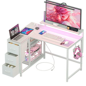 LunarLight PC�p�\�R���f�X�N ��108���s80����71.8cm �e�����[�N L�^�f�X�N�E���E�g�݊������R 3�i���߃��j�^�[��i10�E33.5cm�Ή��j �����o���ƃR���Z���g�t�� ���[�����Ղ� �Q�[�~���O�f�X�N �I�t