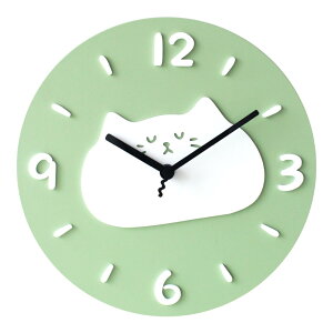 Mermbe 壁掛け時計 おしゃれ 静音 可愛い 壁掛け アニメ時計 カラー木質パネルアクリル立体数字針見やすい 寝室 書斎 12インチ(直径30CM)室内装飾 祝日プレゼント (白い猫)