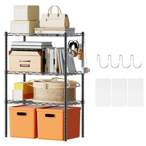 AEEZO 3段 スチールラック 幅55×奥行30×高さ80cm メタルラック キッチンラック 棚ラック 収納ラック 耐荷重45kg 高耐久ストレージシェルビング 高さ調節可能 防サビ加工 食器棚 メタルシェルフ