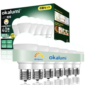 okalumi LED�d�� ������Ή� E17���� 40W�` �����F 500lm ���^�d�� �L�z���^�C�v �~�j�N���v�g�� �~�j�����v�`���M�d����֐��� 6�Z�b�g �yLDA4L27-E17d N�z