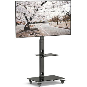 BONTEC �e���r�X�^���h �L���X�^�[�t�� �n�C�^�C�v �Ǌ� TV�� 30�`70�C���` �t���e���r�Ή� �ω׏d40kg ����6�i���� ���E37�x��] VESA600x400mm 2�i�����K���X�I�t�� �X�`�[���� �ϐk �ȃX�y�[�X