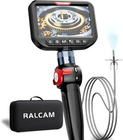 Ralcam ファイバースコープ 先端可動式 工業用内視鏡カメラ5インチIPSスクリーンモニター搭載 検査カメラ 3.9MM超薄型レンズ IP67防水 配管カメラ 高輝度LEDライト付き 精密機械 掃除 排水口/水道管/ガス管補修 自動車整備 設備の点検