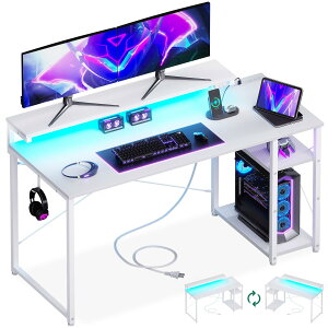 AODK �Q�[�~���O�f�X�N �p�\�R���f�X�N ���b�N&�R���Z���g�t�� ��120cm �� pc�f�X�N �Q�[���f�X�N gaming desk ���j�^�[��&LED�t�� �Q�[�~���O�e�[�u�� ���E����ւ��Ή� �J�[�{�����z���C�g
