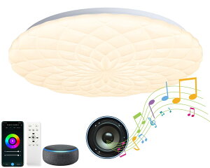 MAKELONG �X�}�[�gLED�V�[�����O���C�g 12�� 5500lm Alexa�Ή� Google Home WiFi�ڑ� ���u���� ����Bluetooth�X�s�[�J�[ ���y�Đ��E�e���r�ڑ��\ �������F RGB�J���[���C�g �����f�U�C�� �ȒP���t�� X