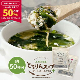 【Wクーポン利用で1,480円★マラソン限定】[大袋]とろりんスープ昆布と海藻 オートミールプラス［約50杯分］300g×1袋 選べる2種（プレーン・うめ味）
