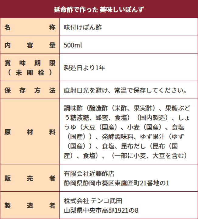 送料無料 お中元サマーギフト おいしい酢の物 すし酢 かんたん酢レシピ付き 延命酢 延命酢で作った美味しいぽんず500ml 毎日飲める酢 各1本セット