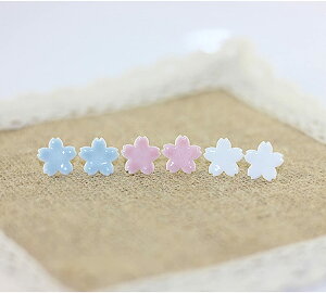 桜 陶器 ハンドメード ピアス